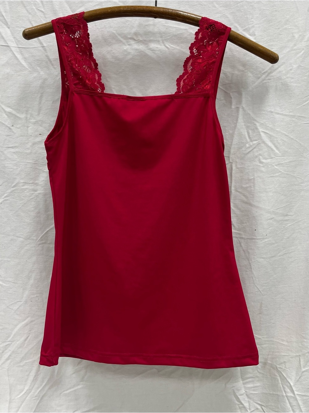 Vintage Cinema Etoile Red Lace-Trim Tank Top Y2K Festive - Picture 2 of 6